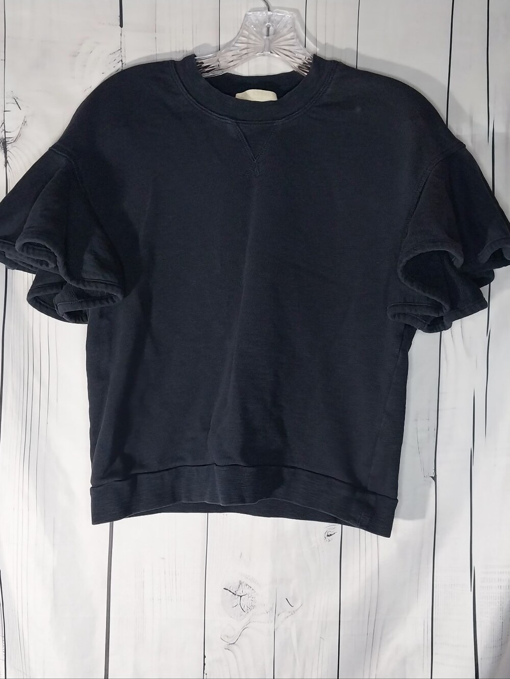 Ulla Johnson Maia Ruffle Sleeve Contemporary Chic RibbedKnit Short-Sleeve Top